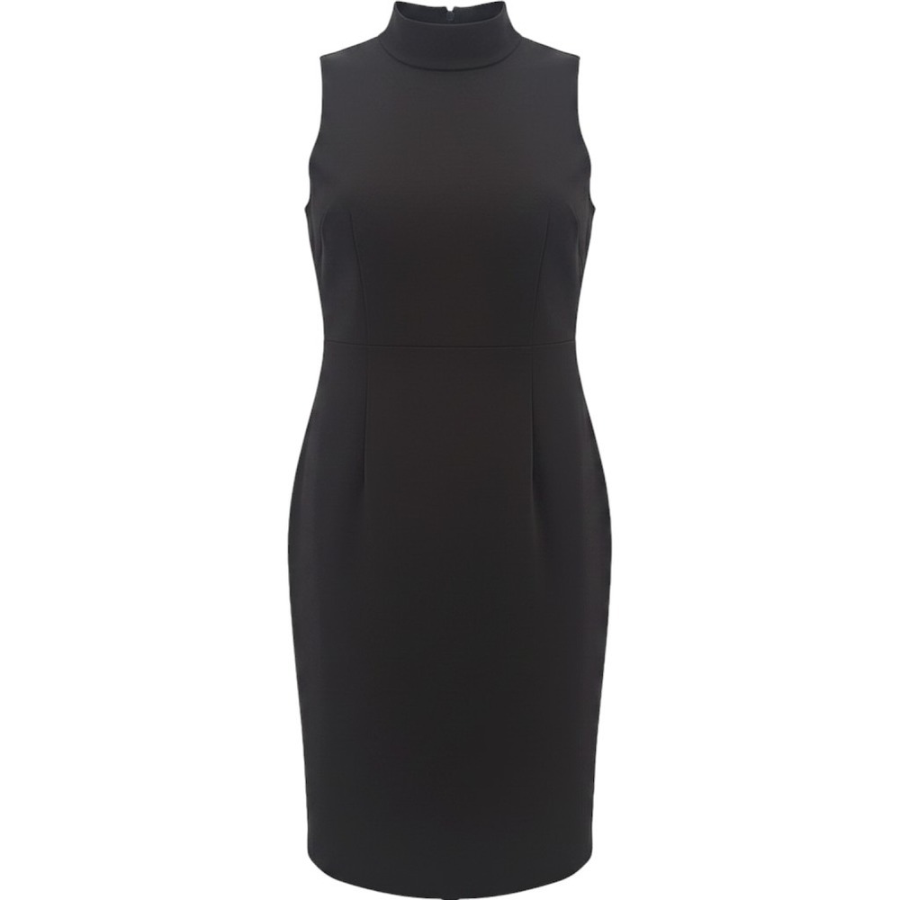 ETCETERA Size 4 Dress Dark Brown Ponte-Knit Sleeveless Sheath Dress Mock Neck